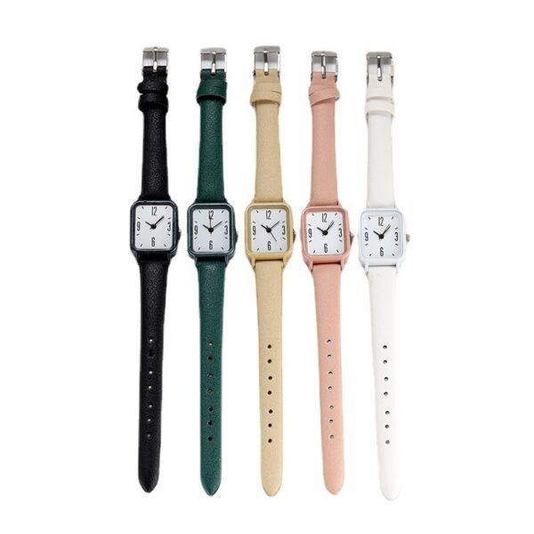 Junior High Alloy Simple Square Scale Digital Leather-belt Watch - Image 6