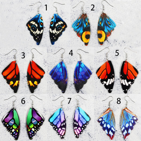 Butterfly Leather Earrings Bionic Wings Pattern Symmetrical Duplex Printing - Image 10