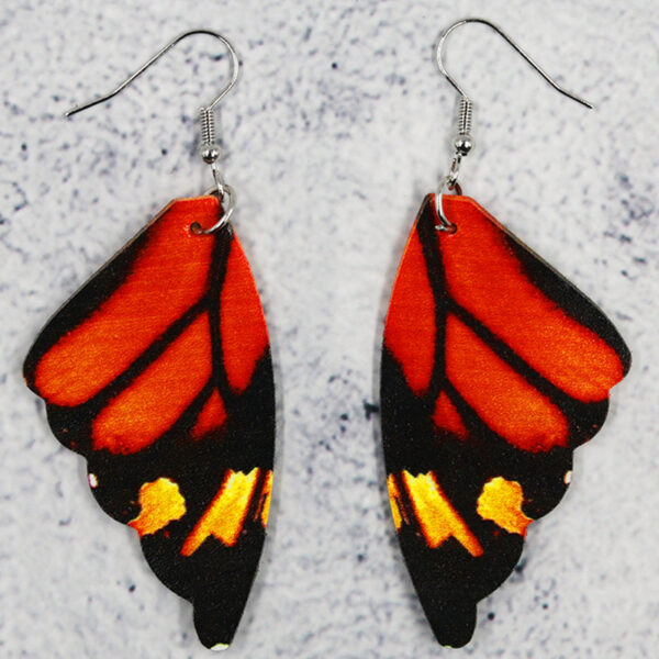 Butterfly Leather Earrings Bionic Wings Pattern Symmetrical Duplex Printing - Image 6