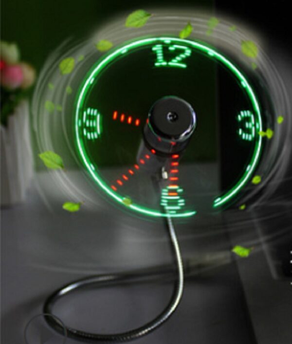 USB Fan Adjustable Mini Flexible Fan LED Light Time Clock Desktop Cool Gadget Time Display - Image 7