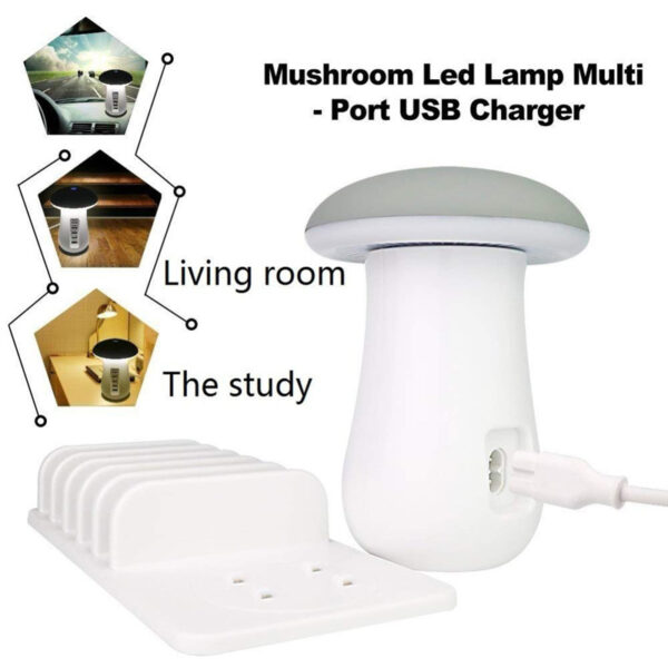 2 In 1 Multifunction Mushroom Lamp LED Lamp Holder USB Charger Home Office Supplies - Image 9