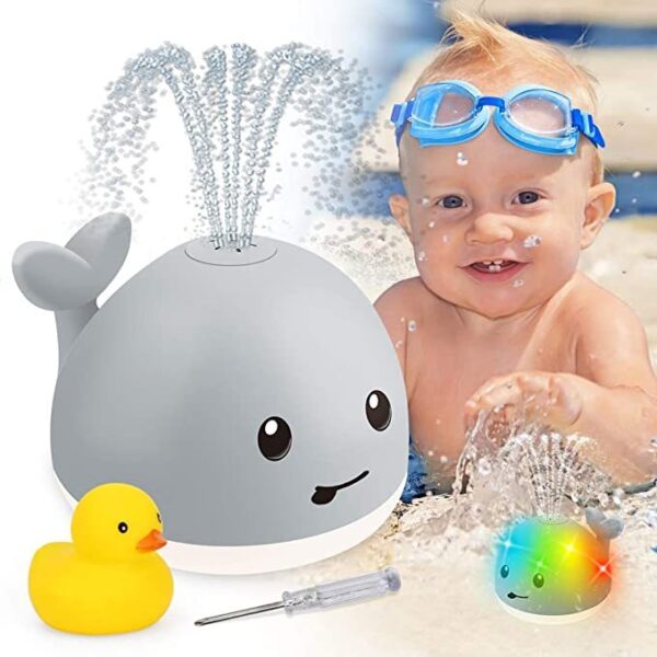 Baby Cute Cartoon Whale Floating Spraying Water Bath Toys With Light Music LED Light Baby Toys - Image 6