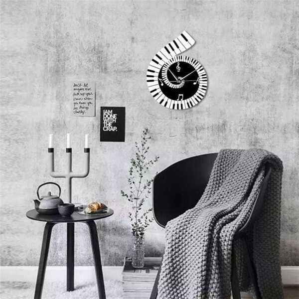 Decoration Wall Clock Treble Clef Piano Keyboard Musical Notes Irregular Decoration Clock Wall Clock Cross-border - Image 3