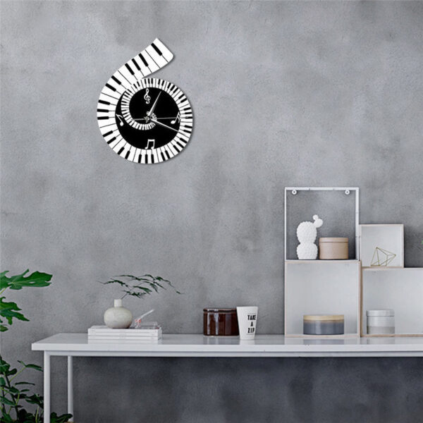 Decoration Wall Clock Treble Clef Piano Keyboard Musical Notes Irregular Decoration Clock Wall Clock Cross-border - Image 2