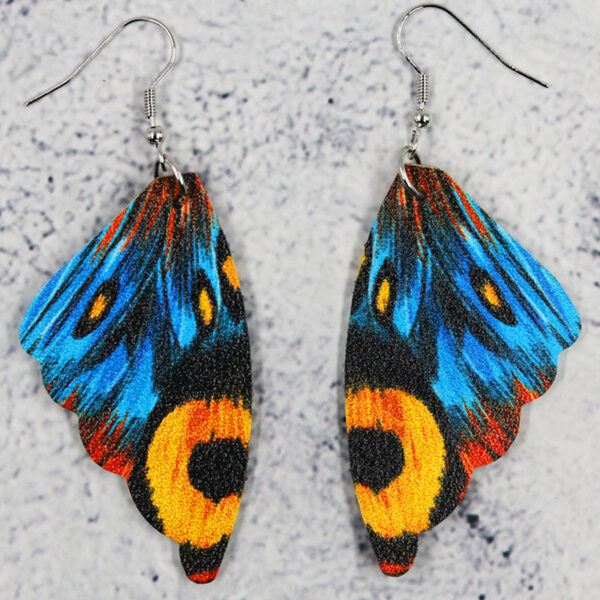 Butterfly Leather Earrings Bionic Wings Pattern Symmetrical Duplex Printing - Image 3