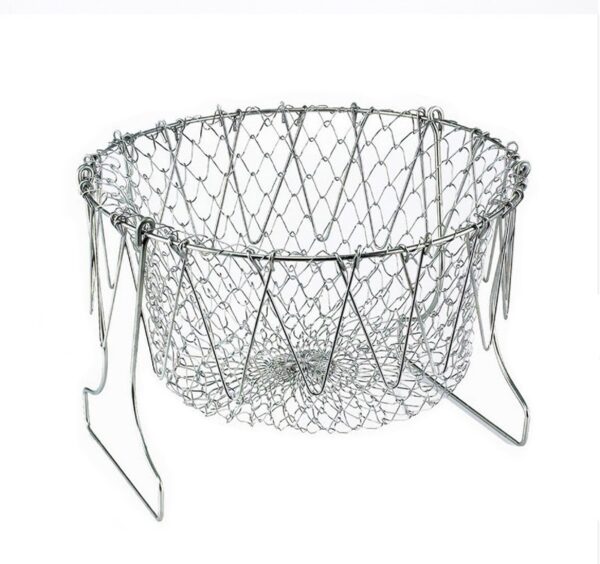 Deep Fry Basket Stainless Steel Multi-function Foldable Chef Cooking Basket Flexible Kitchen Tool for Fried Food Washing Fruits Vegetables - Image 5