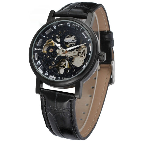 Winner Round Hollow Transparent Mechanical Steel Strap Watch - Image 6