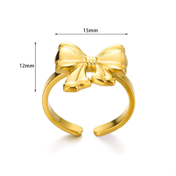 Titanium Steel 18K Gold Plating Bow Ring - Image 4