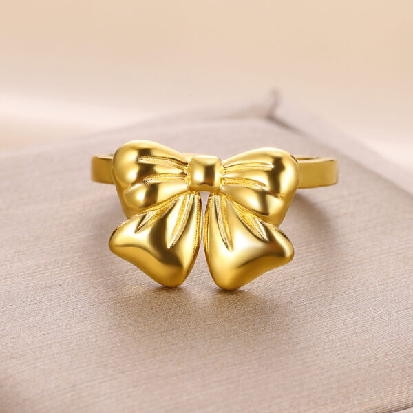 Titanium Steel 18K Gold Plating Bow Ring - Image 5