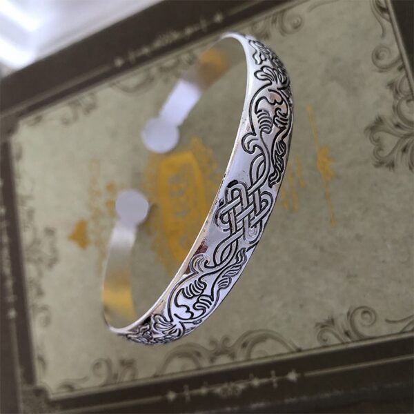 Retro Tibetan Silver Elephant Carved Bracelet Carving Dragon And Phoenix - Image 10