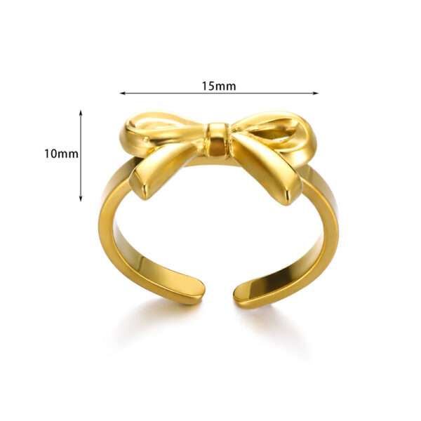 Titanium Steel 18K Gold Plating Bow Ring - Image 6