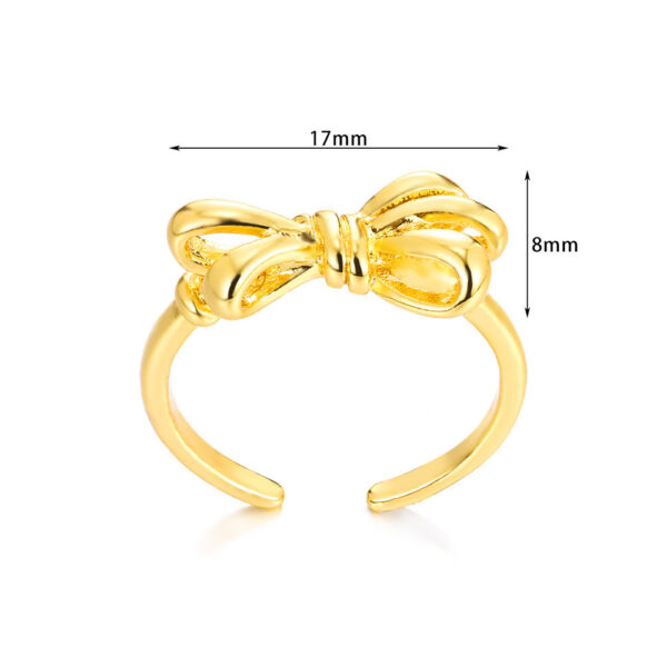 Titanium Steel 18K Gold Plating Bow Ring - Image 10