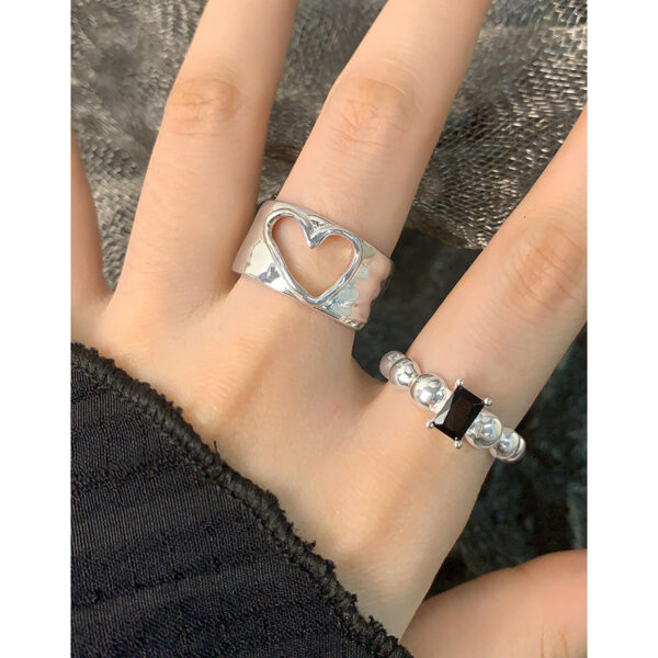 Special-interest Design Irregular Hollow-out Love Heart-shaped Ring - Image 5