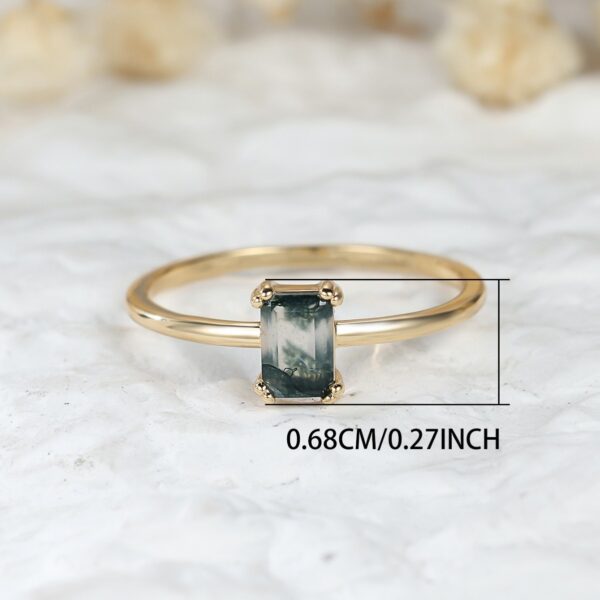 Fashion Retro Rectangular Water Plants Agate Ring - Image 2