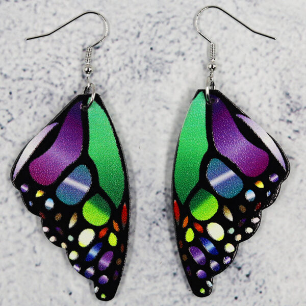 Butterfly Leather Earrings Bionic Wings Pattern Symmetrical Duplex Printing - Image 7