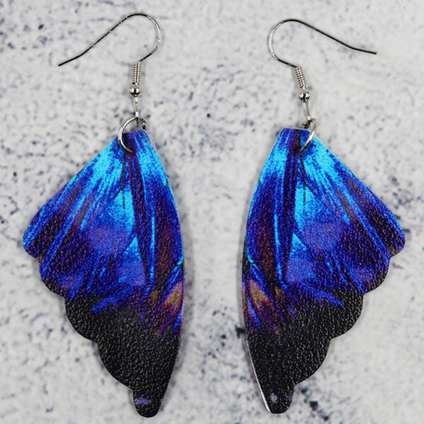 Butterfly Leather Earrings Bionic Wings Pattern Symmetrical Duplex Printing - Image 9