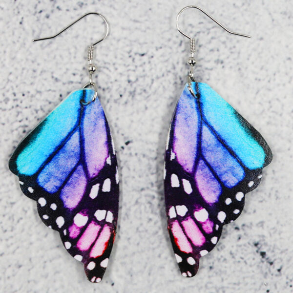 Butterfly Leather Earrings Bionic Wings Pattern Symmetrical Duplex Printing - Image 2