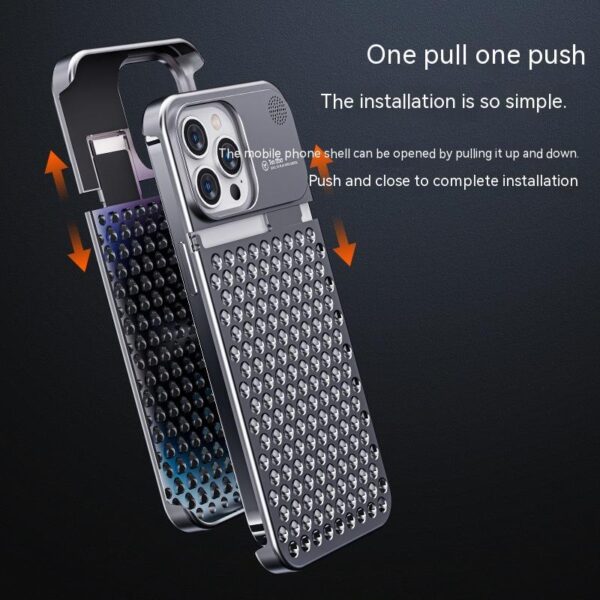 Aluminum Alloy Phone Case For 14 13 Pro Max Plus Hollow Heat Dissipation Anti-fall Full Body Shockproof Phone Cove - Image 6