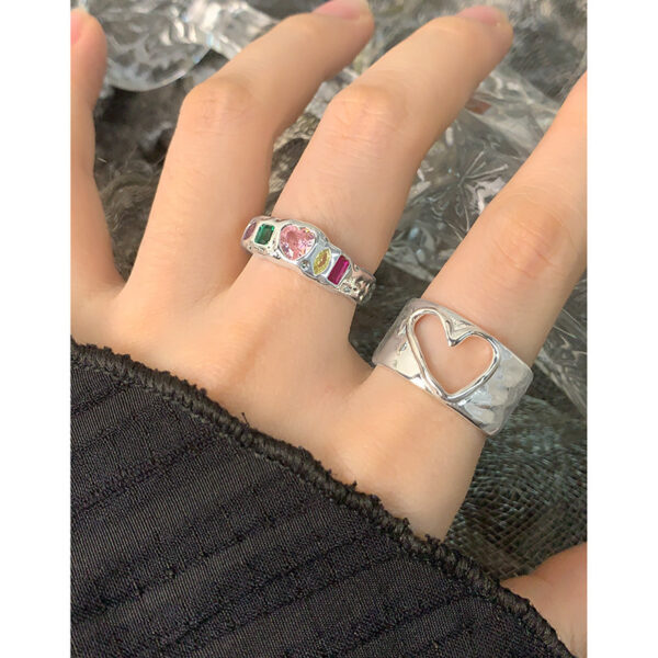 Special-interest Design Irregular Hollow-out Love Heart-shaped Ring - Image 6