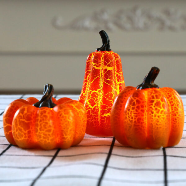 New Halloween Pumpkin Lantern Simulation Pumpkin LED Candle Lamp Resin Luminous Pumpkin - Image 6