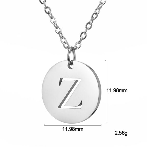 European And American Fashion Minimalist Titanium Steel Color Retention A- Z 26 Capital Letter 12mm Round Plate - Image 2