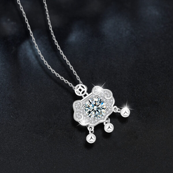 Simple Moissanite Ruyi Safety Lock Necklace - Image 3