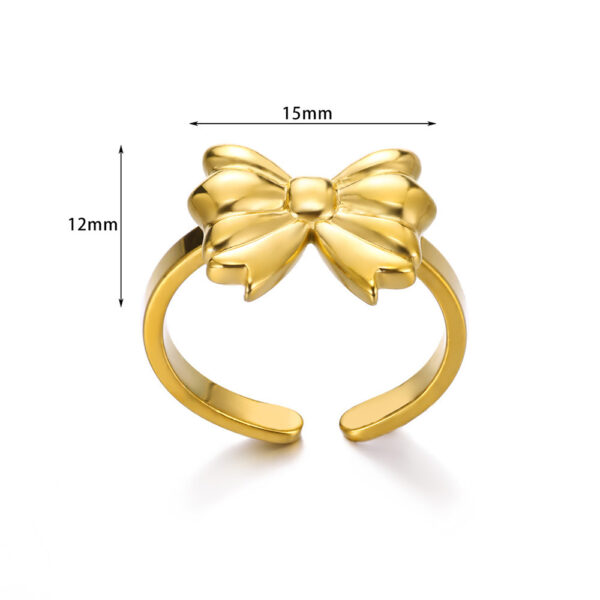 Titanium Steel 18K Gold Plating Bow Ring - Image 3