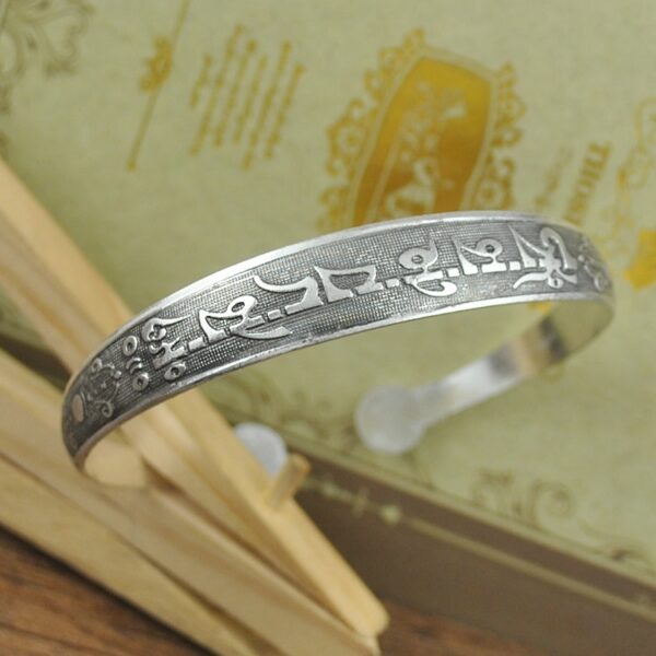 Retro Tibetan Silver Elephant Carved Bracelet Carving Dragon And Phoenix - Image 8