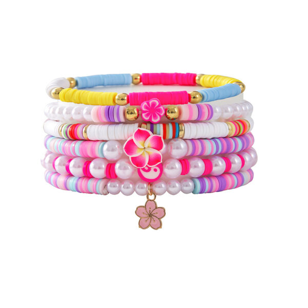 Preppy Style Colorful Polymer Clay Flower Shell Bracelet - Image 4