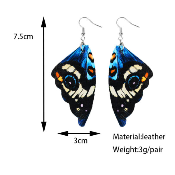 Butterfly Leather Earrings Bionic Wings Pattern Symmetrical Duplex Printing - Image 4