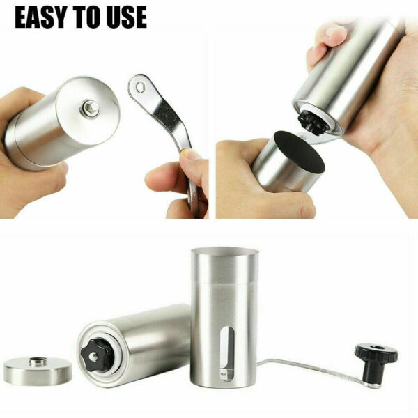 Home Portable Manual Coffee Grinder Stainless Steel with Ceramic Burr Bean Mill - Image 7