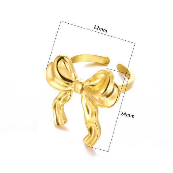 Titanium Steel 18K Gold Plating Bow Ring - Image 8