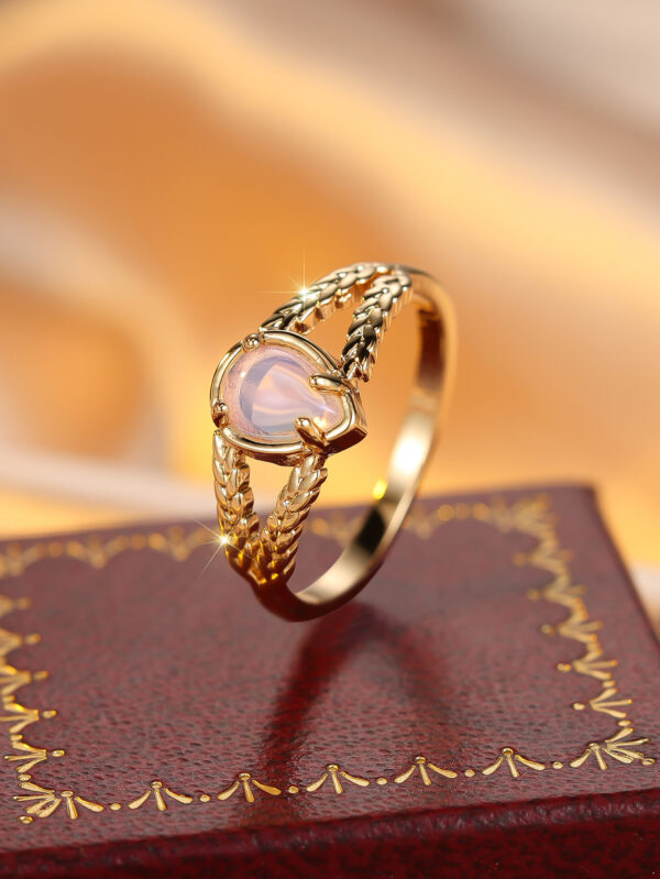 Round Golden Water Drop Protein Twist Hollow Ring - Image 4