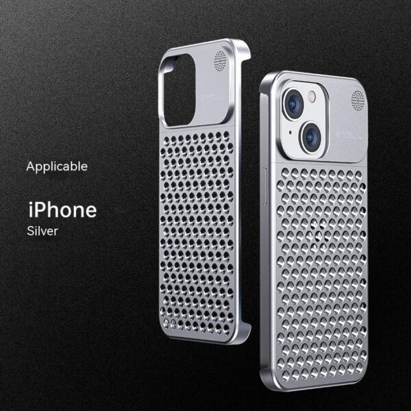 Aluminum Alloy Phone Case For 14 13 Pro Max Plus Hollow Heat Dissipation Anti-fall Full Body Shockproof Phone Cove - Image 9