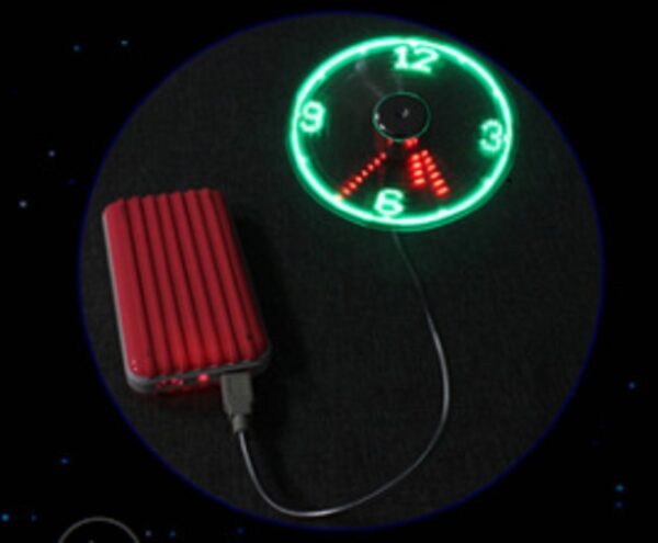 USB Fan Adjustable Mini Flexible Fan LED Light Time Clock Desktop Cool Gadget Time Display - Image 4