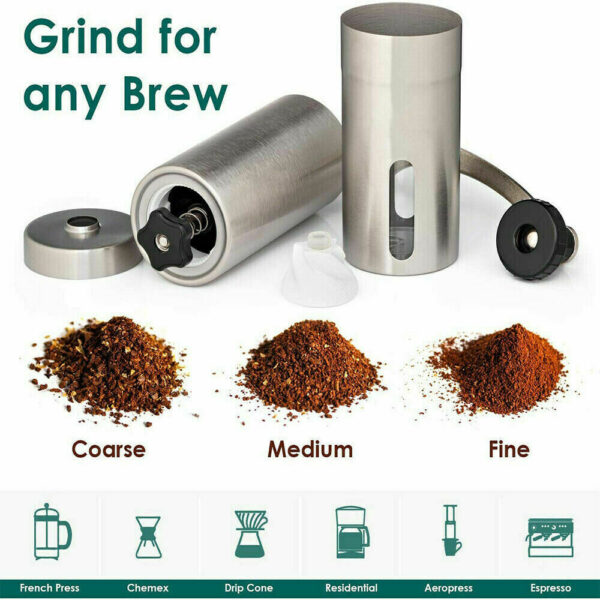 Home Portable Manual Coffee Grinder Stainless Steel with Ceramic Burr Bean Mill - Image 5