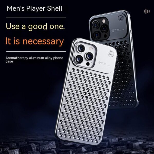 Aluminum Alloy Phone Case For 14 13 Pro Max Plus Hollow Heat Dissipation Anti-fall Full Body Shockproof Phone Cove - Image 2