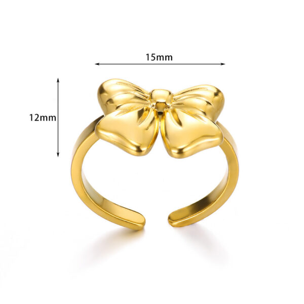 Titanium Steel 18K Gold Plating Bow Ring - Image 7