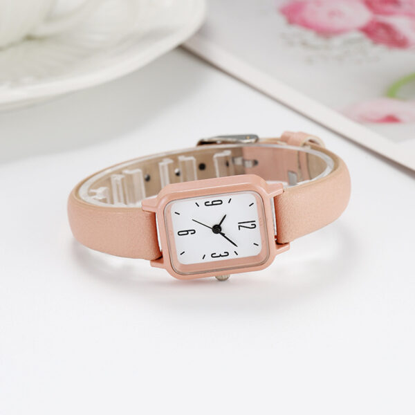 Junior High Alloy Simple Square Scale Digital Leather-belt Watch - Image 7