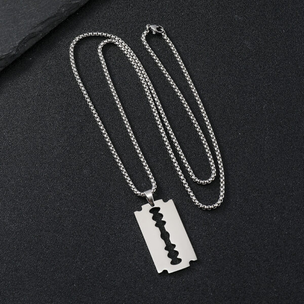 Cutting Blade Pattern Titanium Steel Necklace - Image 3