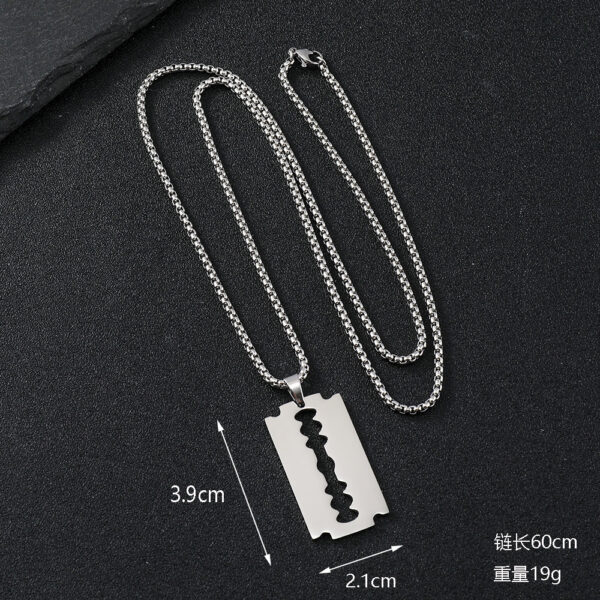 Cutting Blade Pattern Titanium Steel Necklace - Image 2