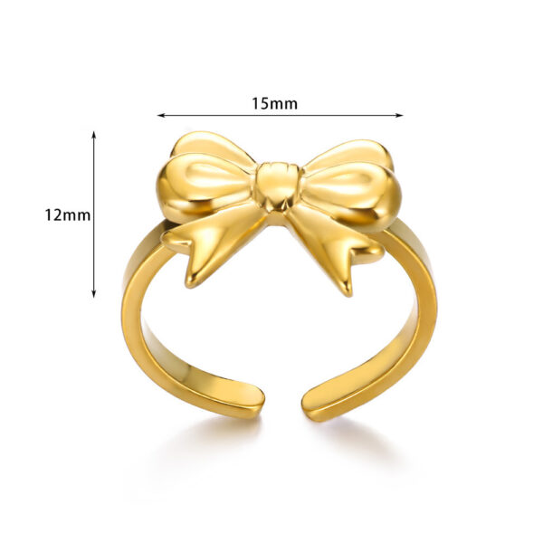 Titanium Steel 18K Gold Plating Bow Ring - Image 9