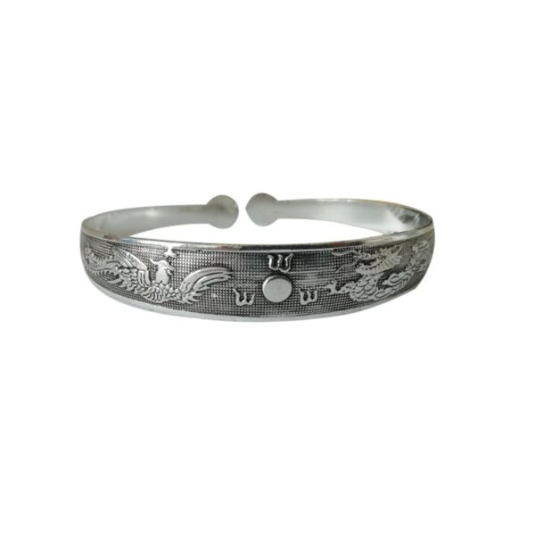 Retro Tibetan Silver Elephant Carved Bracelet Carving Dragon And Phoenix - Image 2