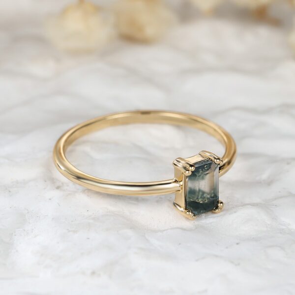 Fashion Retro Rectangular Water Plants Agate Ring - Image 5