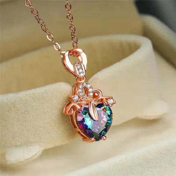 Fashion Love Pendant Necklace Heart-shaped Zircon Women's - Image 3