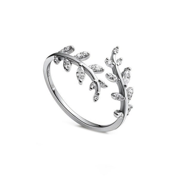 S925 Sterling Silver Ring Personalized Diamond Leaf - Image 4