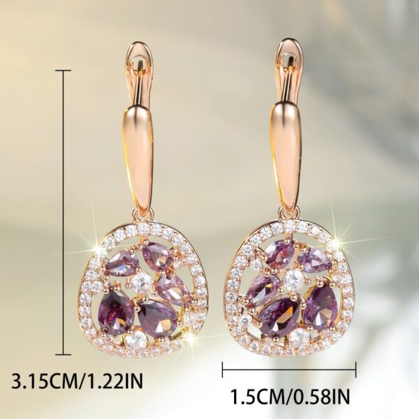 Imitation Champagne Gold Water Drop Egg-shaped Purple Earrings - Image 5