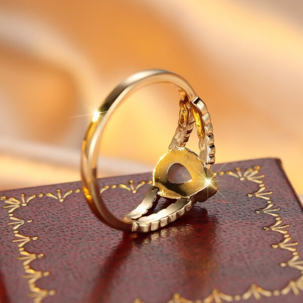 Round Golden Water Drop Protein Twist Hollow Ring - Image 6