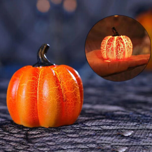 New Halloween Pumpkin Lantern Simulation Pumpkin LED Candle Lamp Resin Luminous Pumpkin - Image 3