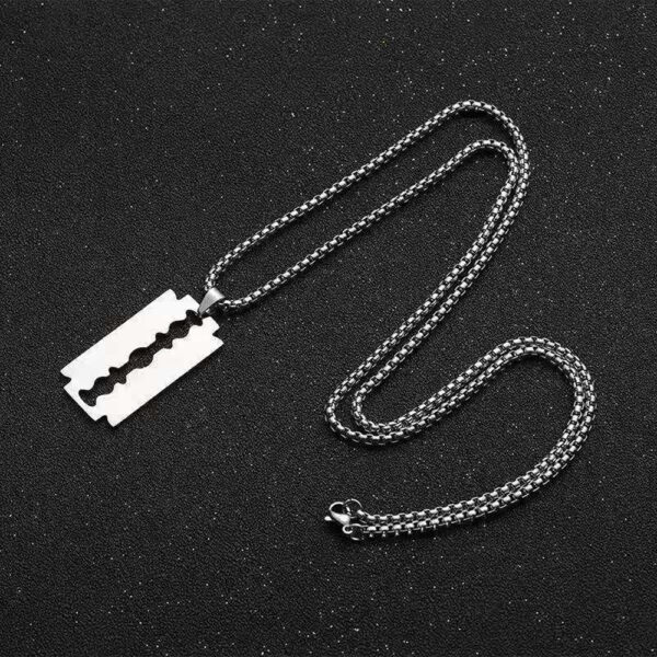 Cutting Blade Pattern Titanium Steel Necklace - Image 4